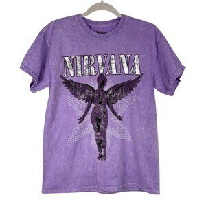 NWOT Nirvana Band Tee Purple Small 100% Cotton Licensed Merch Grunge Rock Angel